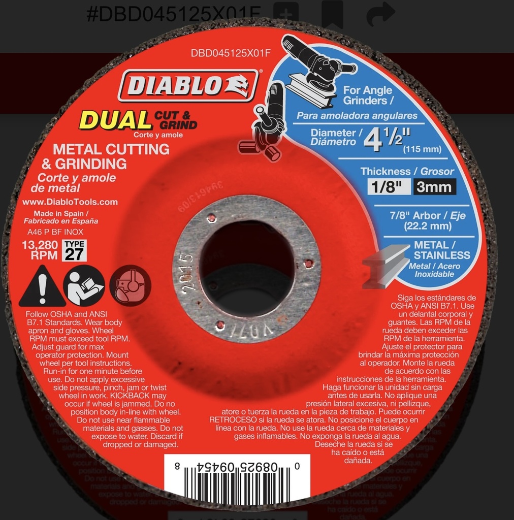Diablo 4-1/2" Cutting Grinding Combo