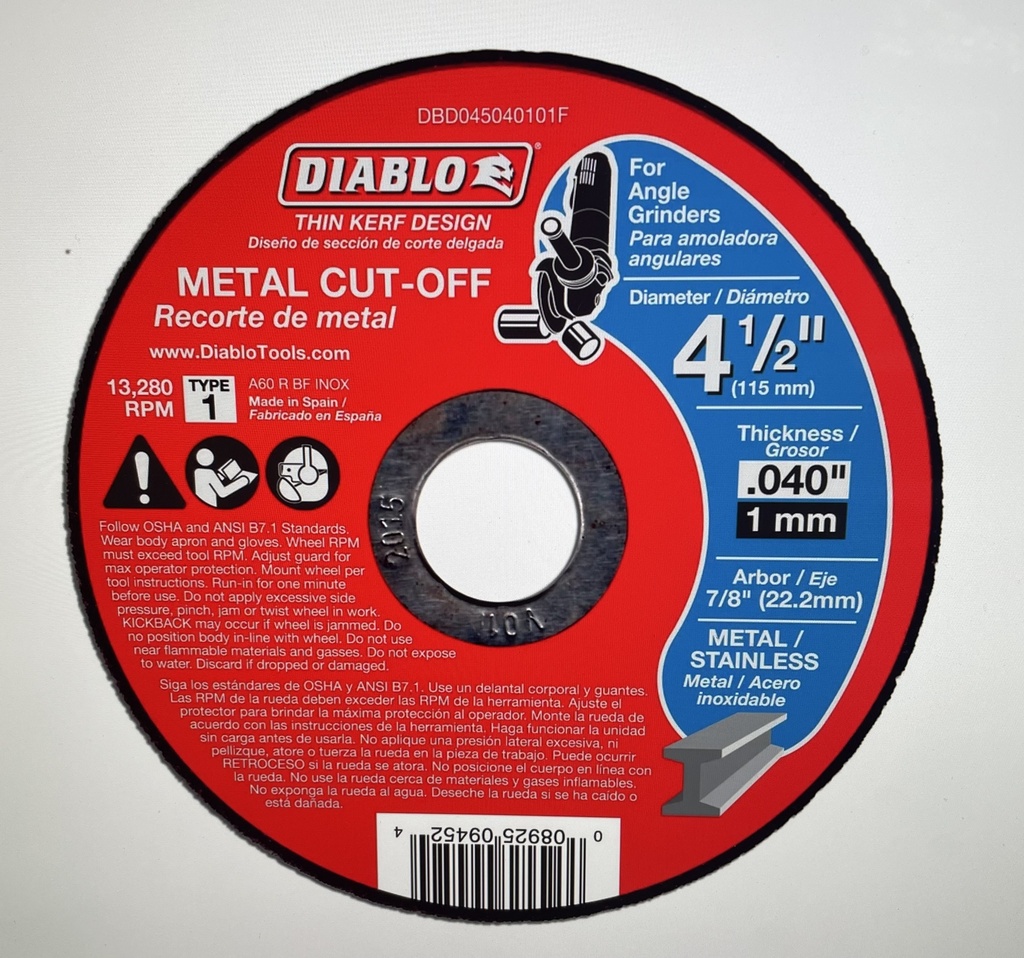 Diablo 4-1/2" Metal Cut Off Disc - Thin Kerf