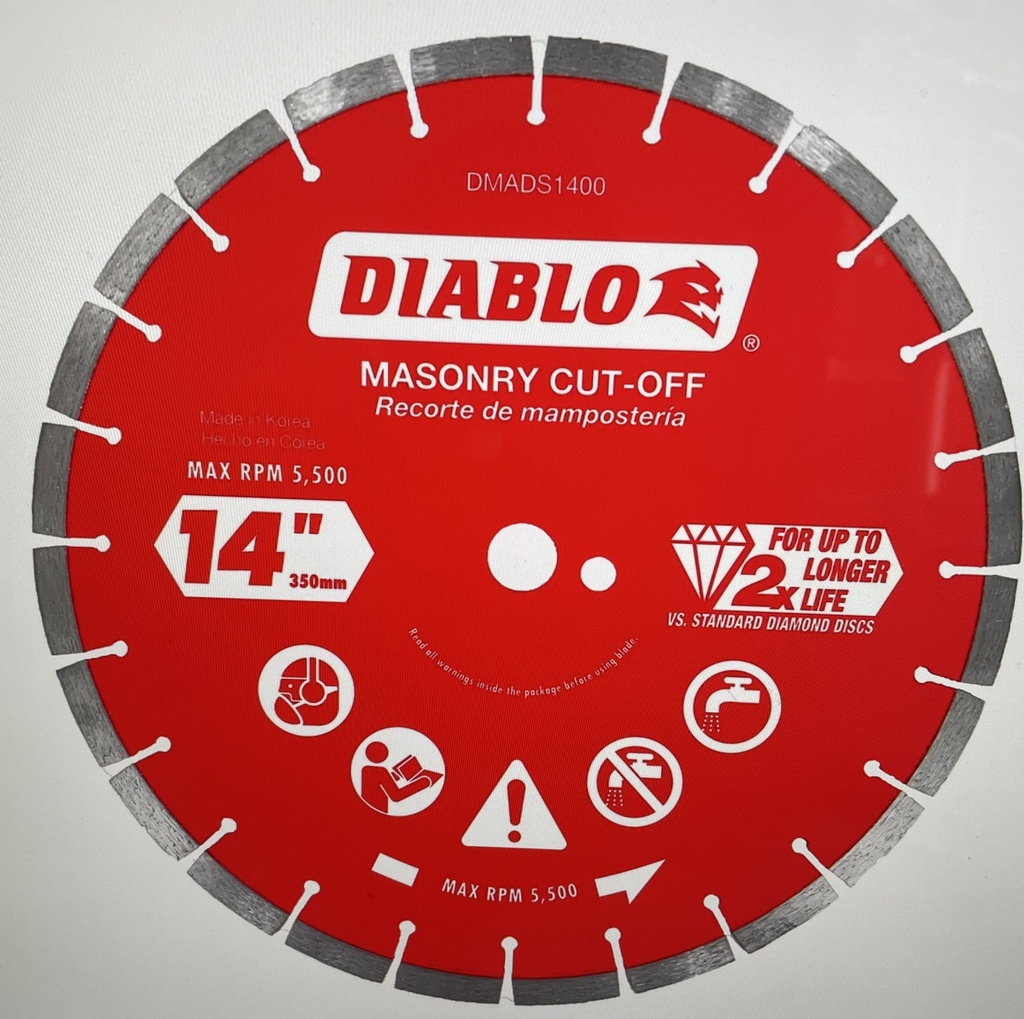 Diablo: 14" Diamond Segmented Cut-Off Discs for Masonry