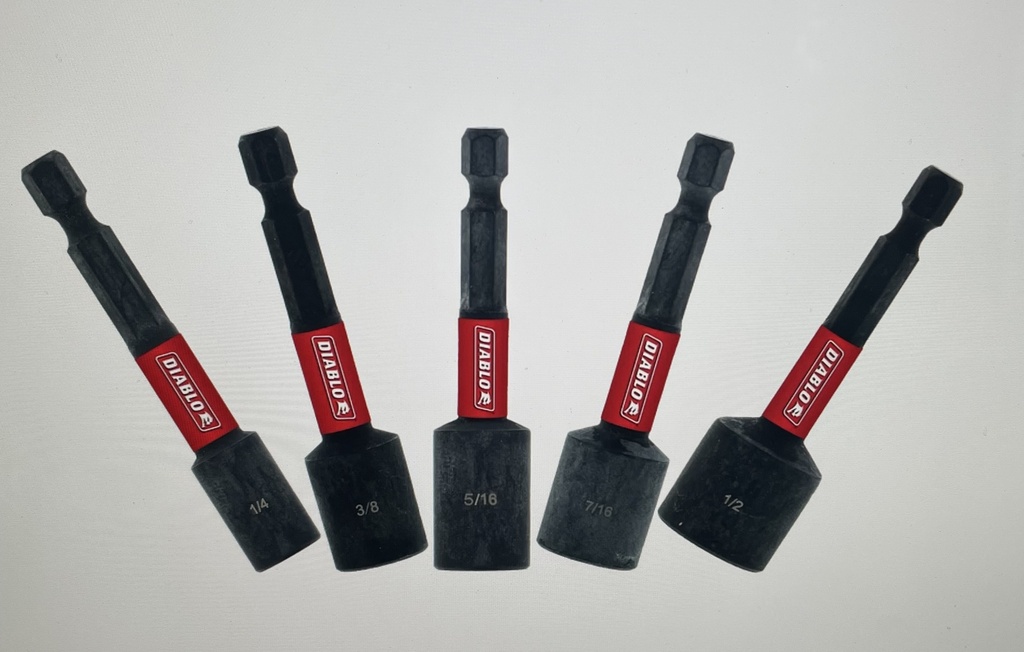 Diablo 2-9/16" Mag. Nut Setter Assorted Pack (5-Piece)