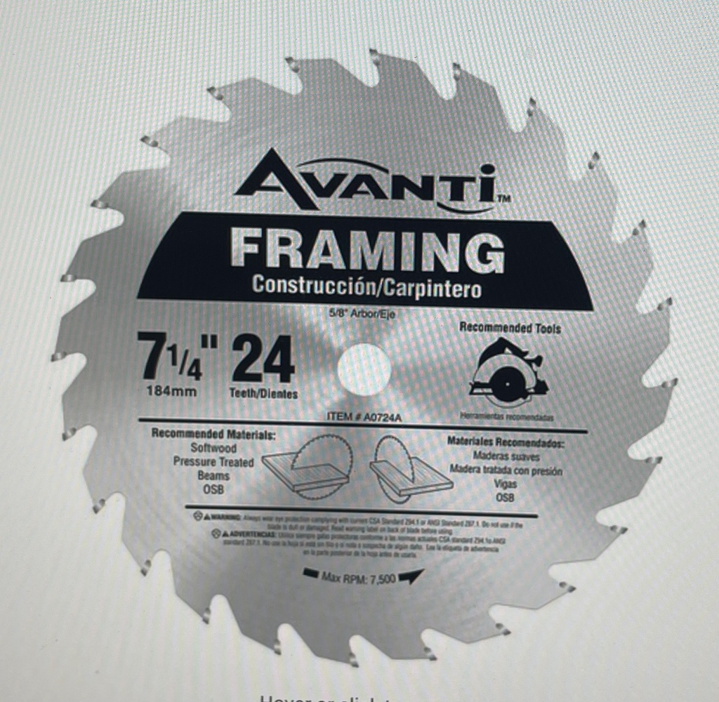 Avanti 7-1/4" 24 Tooth Framing