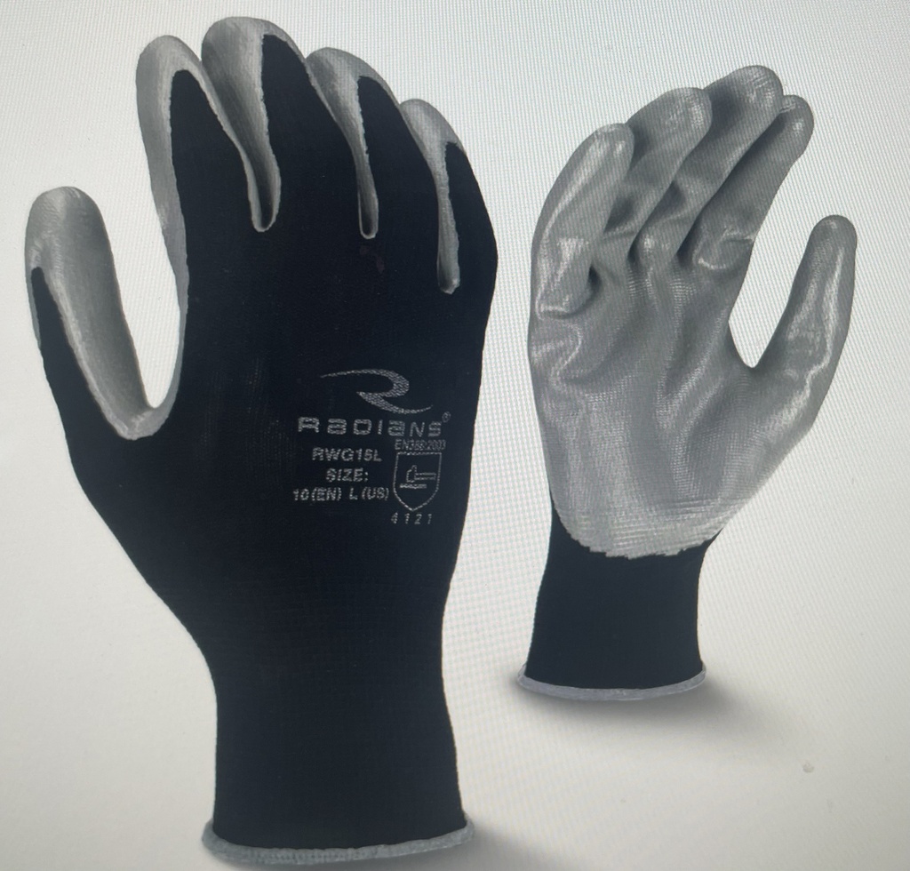 RADIANS NITRILE COATED GLOVES (BLACK)