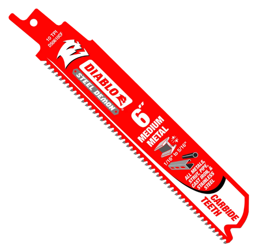 [DS0610CF] Diablo 6" Carbide Sawzall Blades Medium Metal 10TPI[37-3]