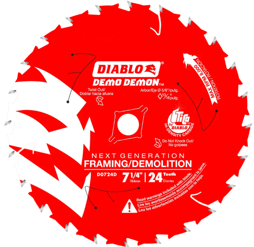 [D0724D] Diablo7-1/4" Demo Demo Circular Saw Blade[16-W]