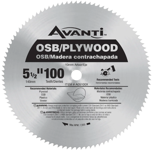 [A512100T] Avanti 5-1/2" 100T Plywood Saw Blade 