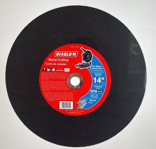 [DBD014109A01F] Diablo: 14" Metal Chop Saw Disc 1" Arbor