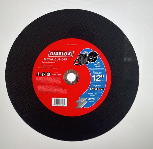 [DBD120125G01F] Diablo: 12" Metal High Speed Cut Off Disc 20mm