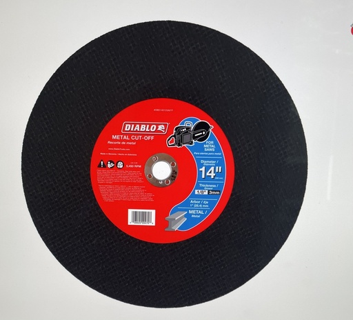[DBD140125A01F] Diablo: 14" Metal High Speed Cut Off Disc 1 in.