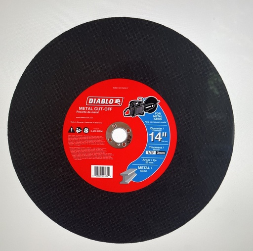 [DBD140125G01F] Diablo: 14" Metal High Speed Cut Off Disc 20mm