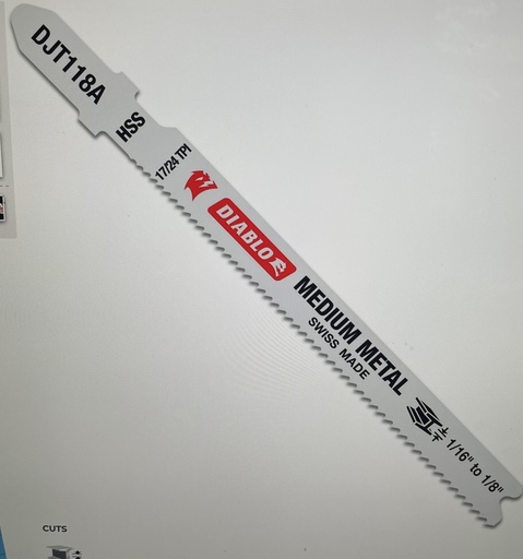 [DJT118A] Diablo 3-5/8" 17/24 TPI Jigsaw Medium Metal[41-4]