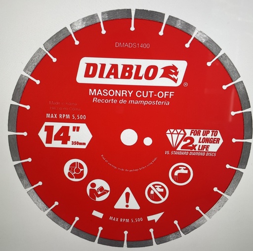 [DMADS1400] Diablo: 14" Diamond Segmented Cut-Off Discs for Masonry
