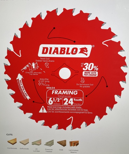 [DO624A] Diablo 6-1/2" 24 Tooth Circular Saw Blade