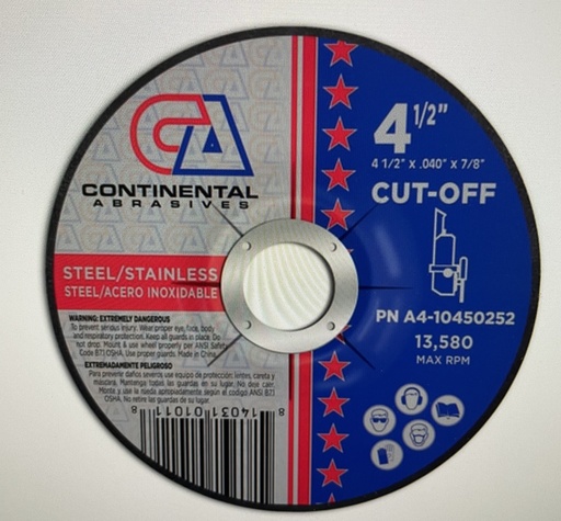 [A3-10450251 (NEW QTY ARRIVE SOON)] Continental 4 1/2" TYPE 1 CUT